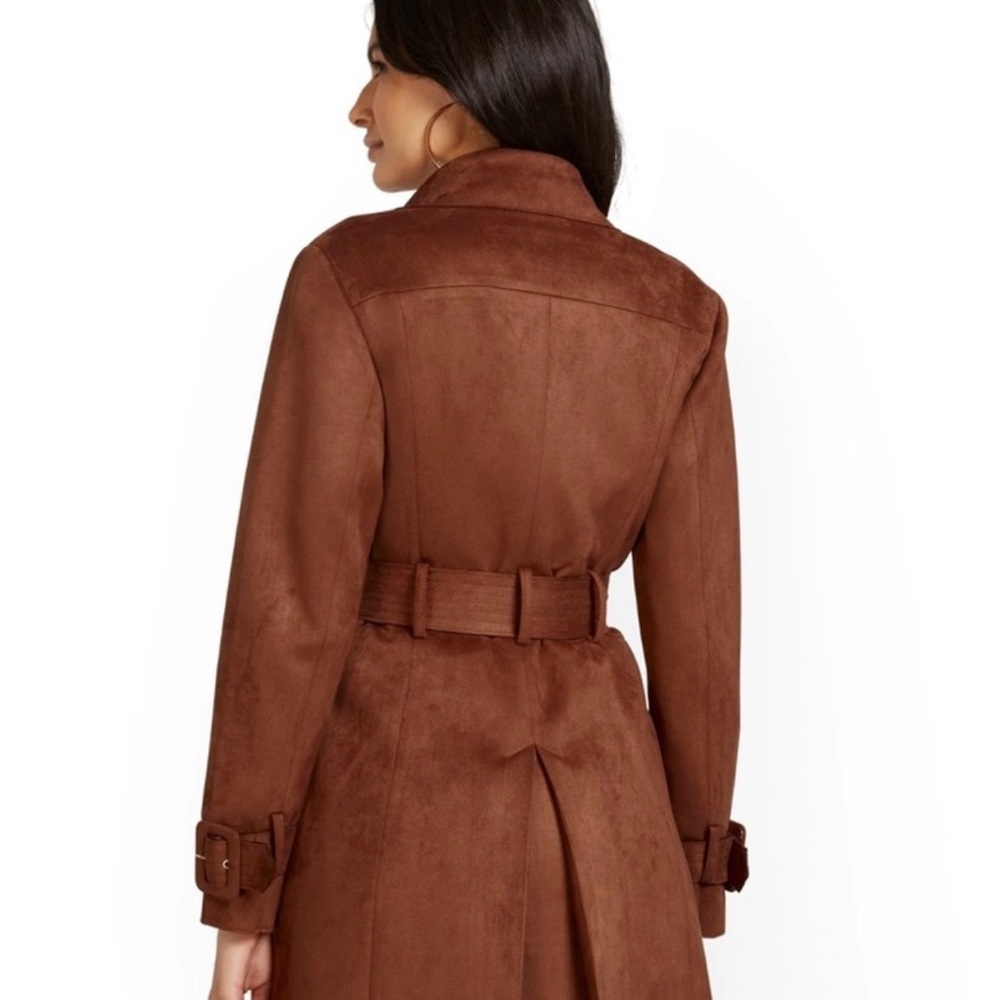 New York and Company Chic Brown Trench Coat EUC Size XL - Picture 6 of 14